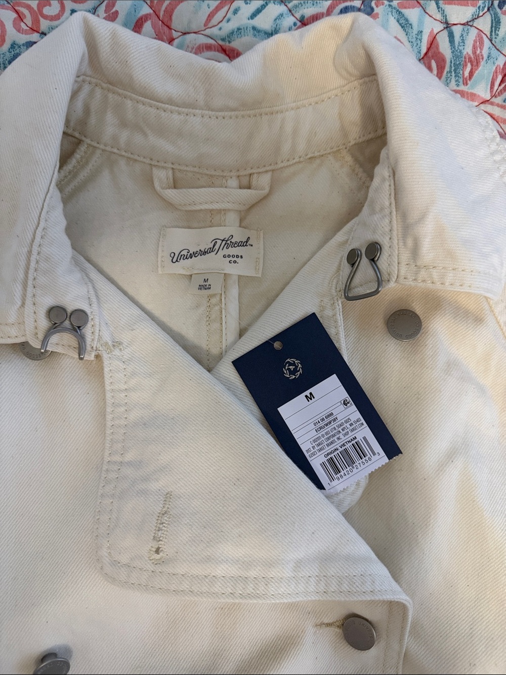 Universal Thread Cream Cropped Double-Breasted denim coat, NWT - Picture 2 of 8